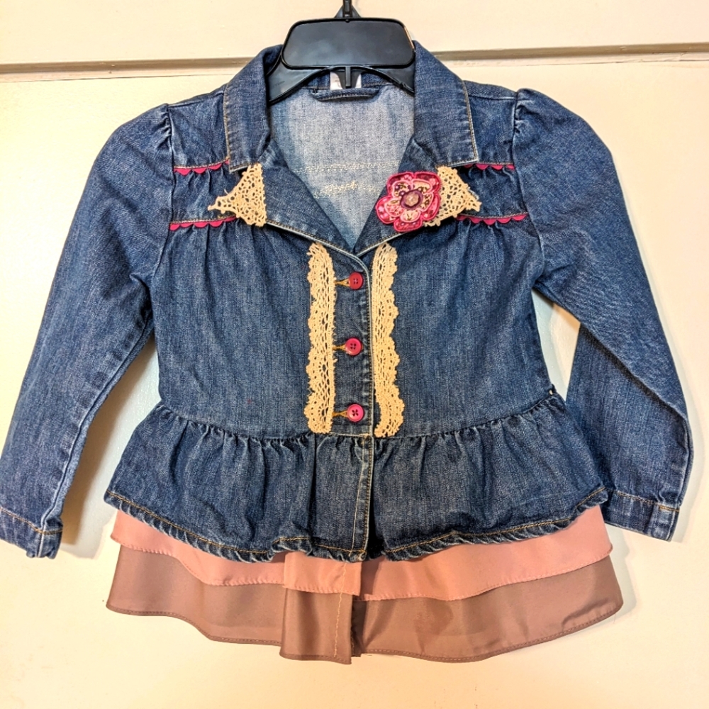 Unicorn themed OOAK  Valentine's Day Handmade Denim Jacket Girls